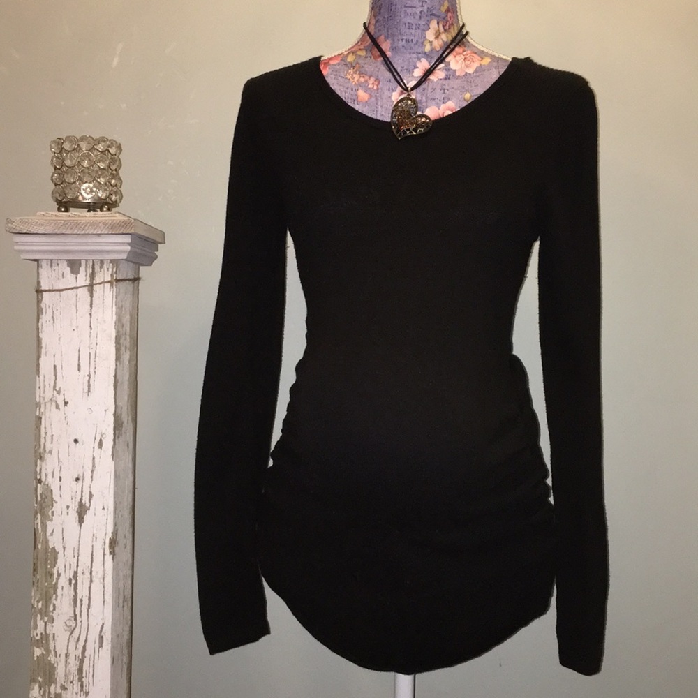 Motherhood Maternity Long Sleeve Black Sweater Top Buttoned Back Small